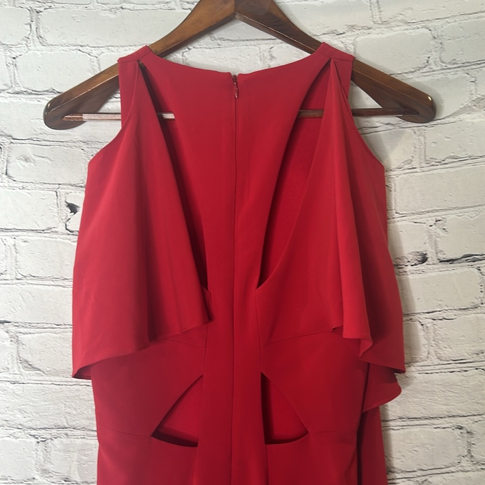 Halston Heritage Red Cold Shoulder Long Gown Size 8 Excellent Condition - Picture 7 of 12